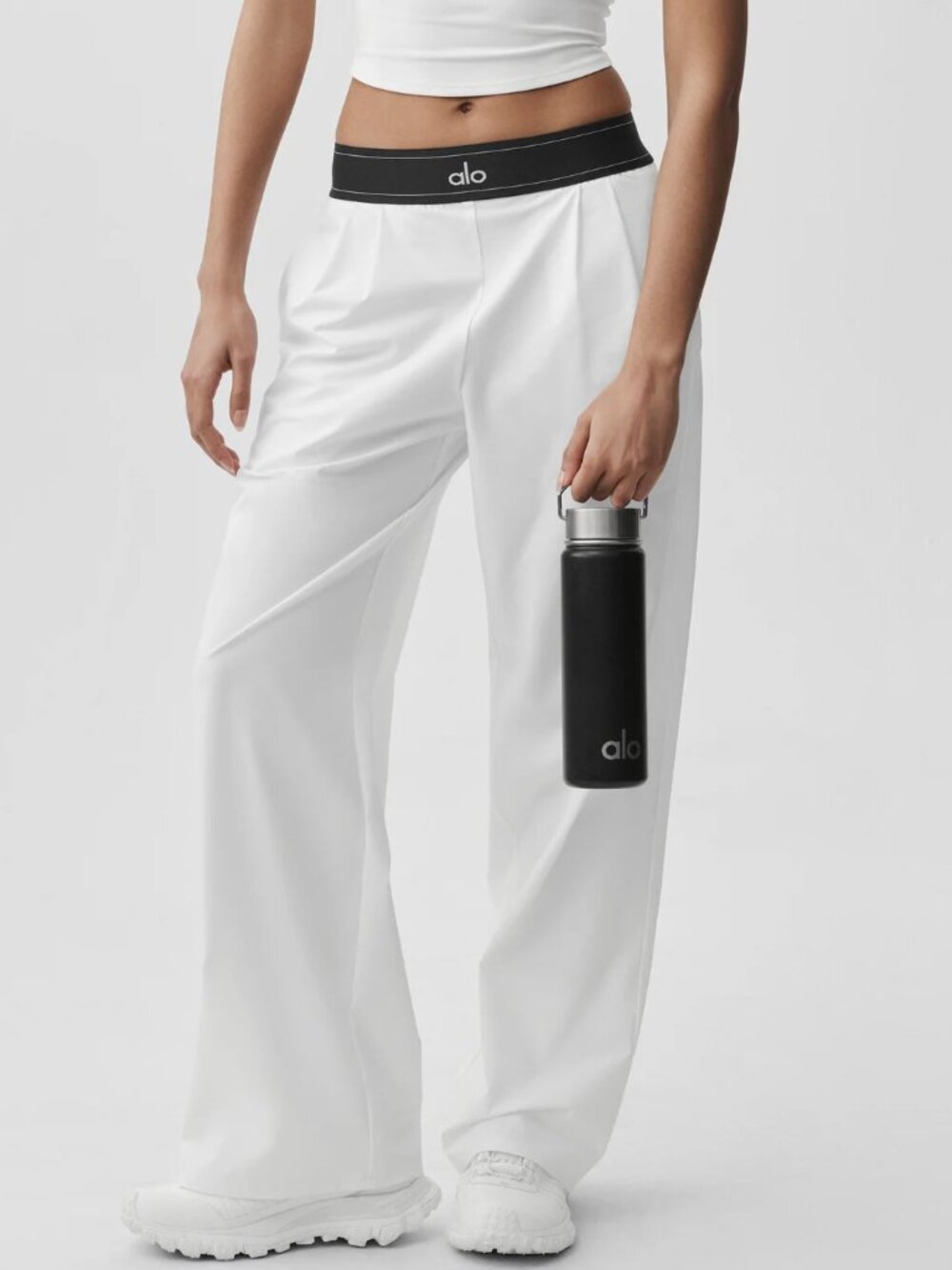 ☃️ALO Yoga Suit Up Trouser White（Regular）⚪️High Waist Wide Leg Athleisure Pants - Picture 8 of 8
